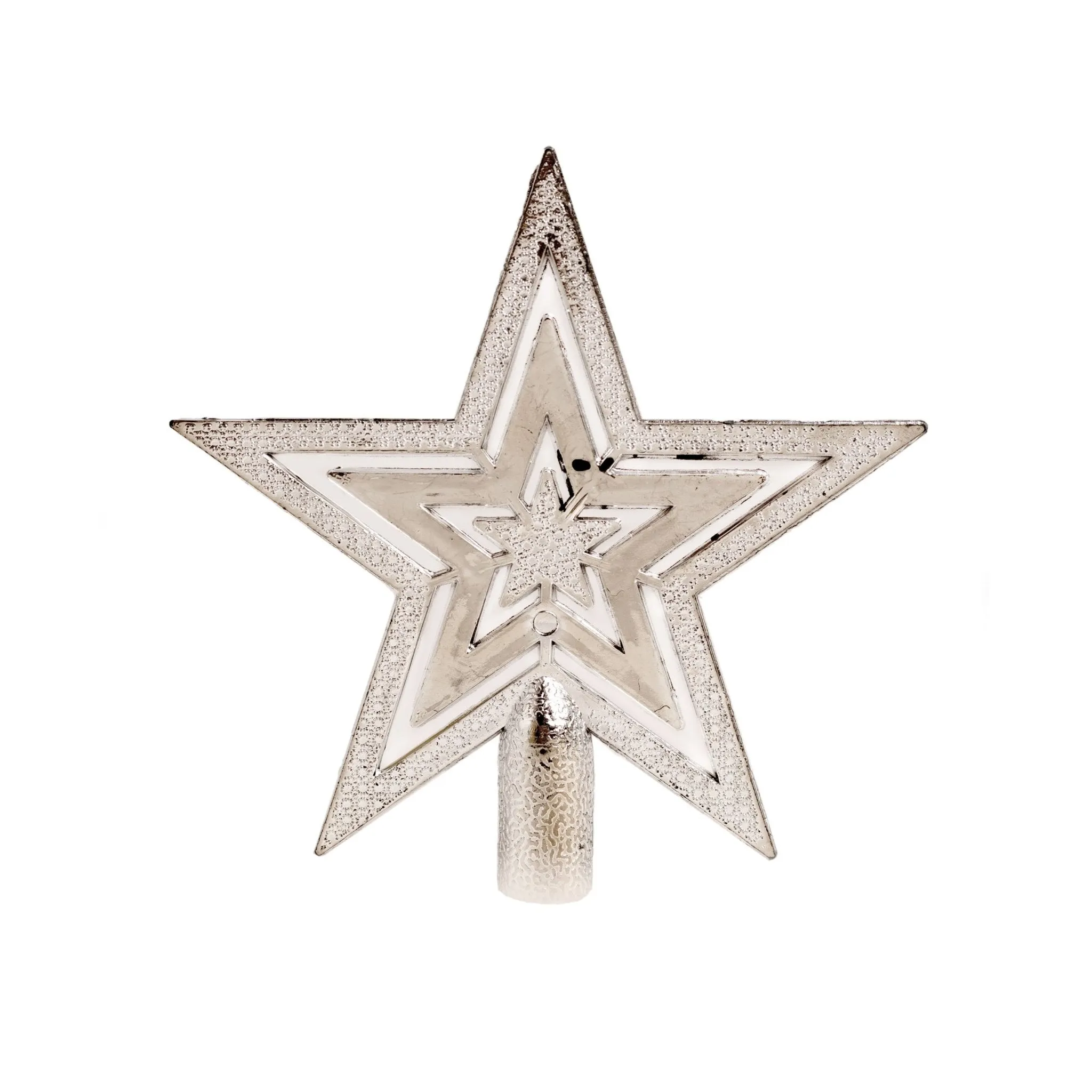 10cm 5 Pointed Star Tree Topper Silver