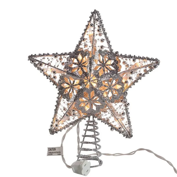 10" 20-Light Silver Star Tree Topper