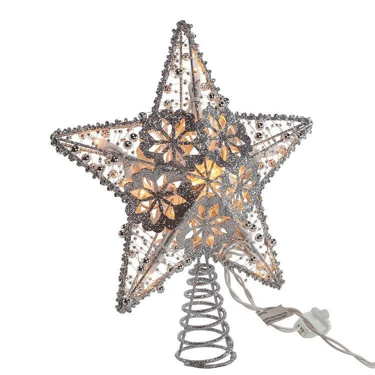 10" 20-Light Silver Star Tree Topper