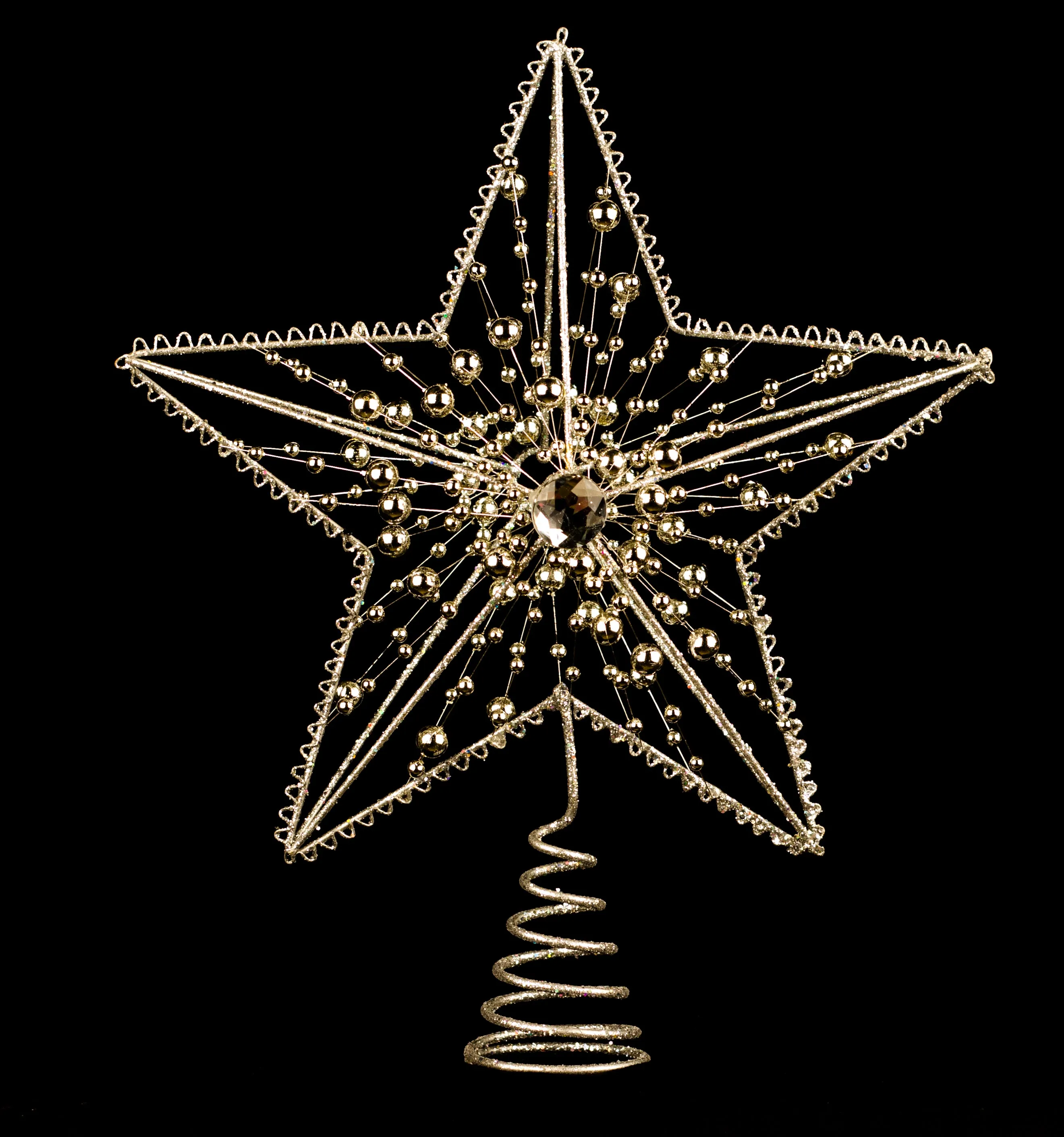 10" Metal Jeweled Silver Star Tree Topper