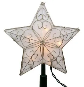 11" Lit Silver Star Tree Topper