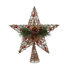 11" Non Lit Twine And Pinecone Star Tree Topper