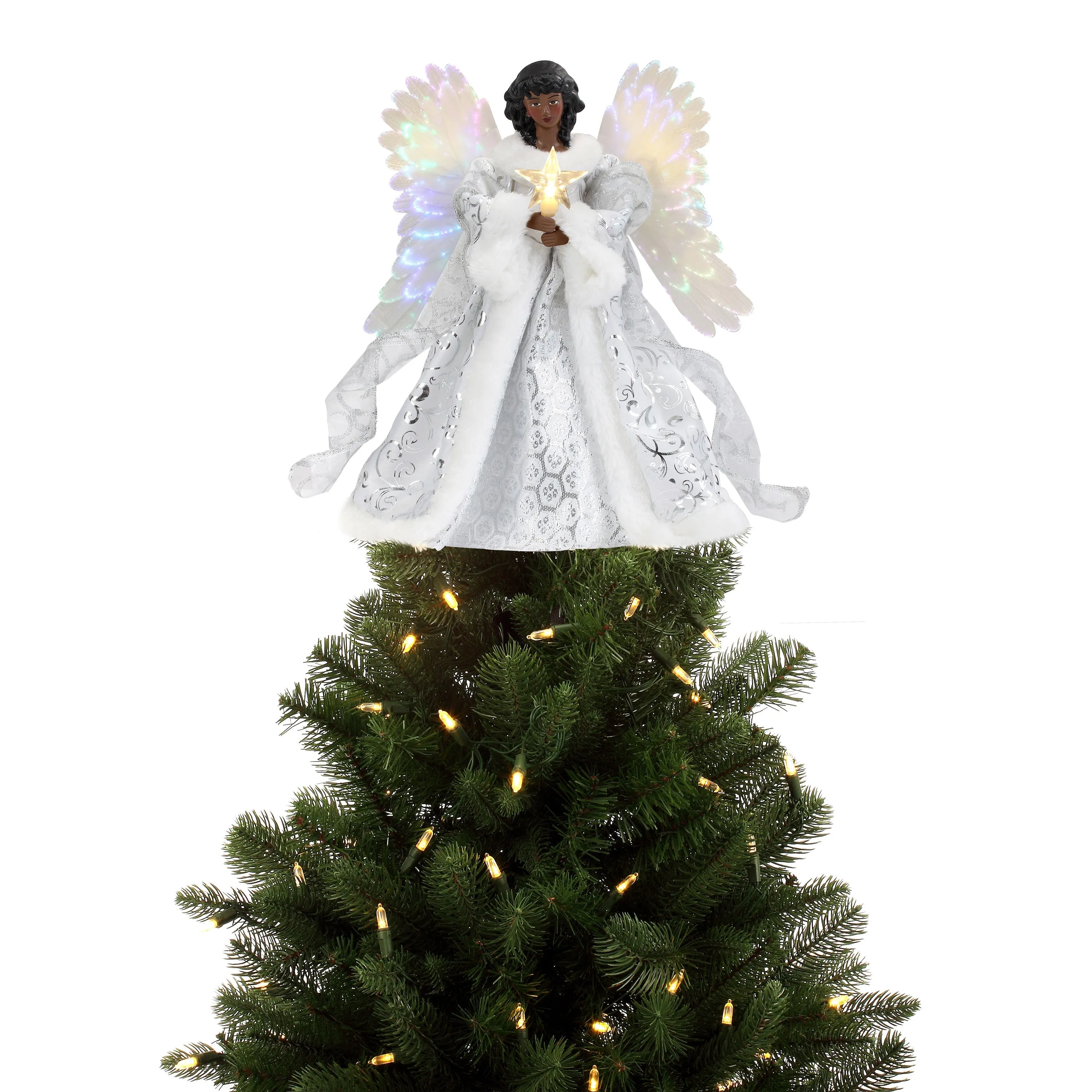 12 in. Fiber-Optic Animated Tree Topper - Black Angel