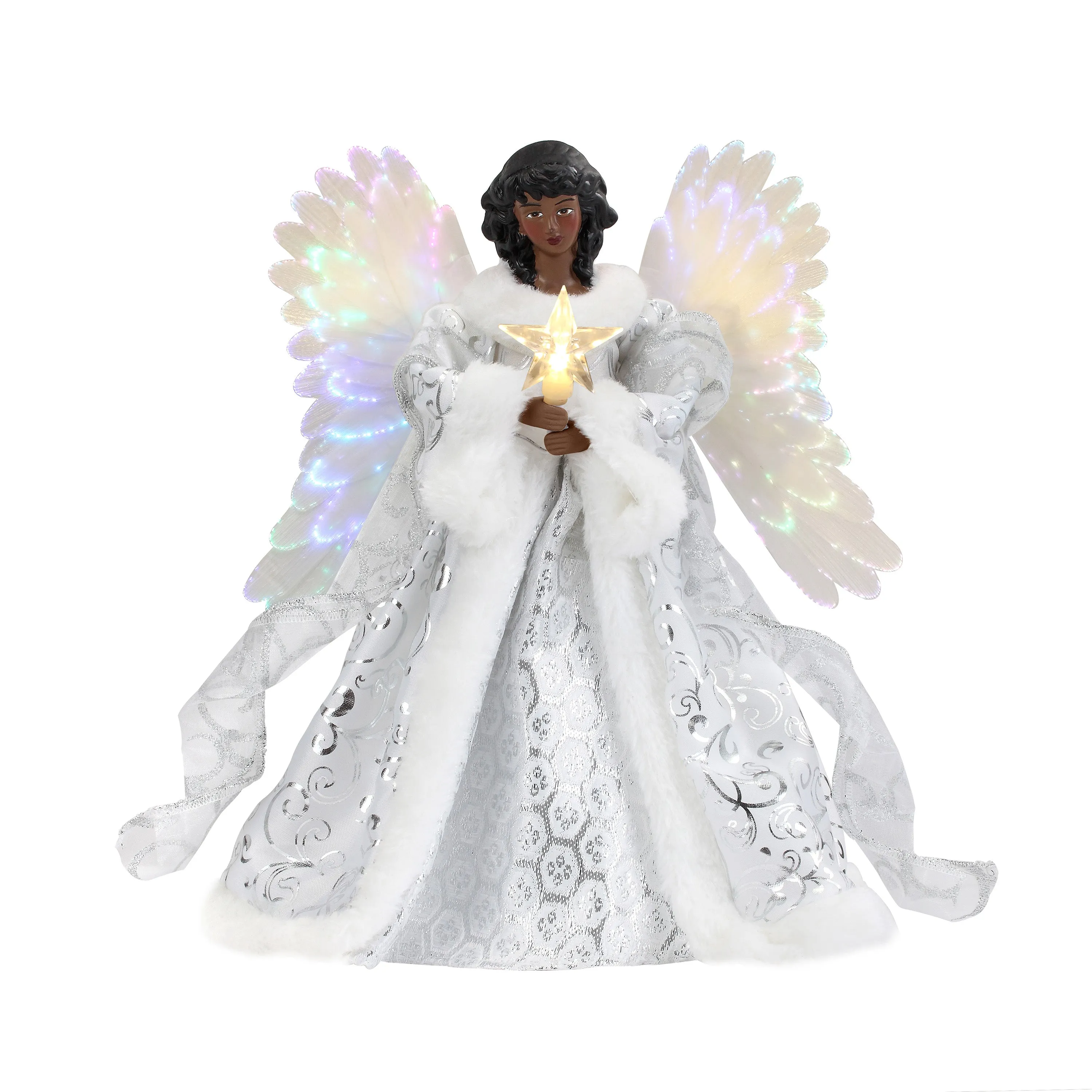 12 in. Fiber-Optic Animated Tree Topper - Black Angel