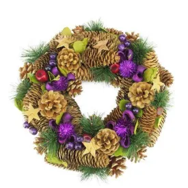 13" Decorative Brown and Purple Pine Cone and Berry Artificial Christmas Wreath - Unlit