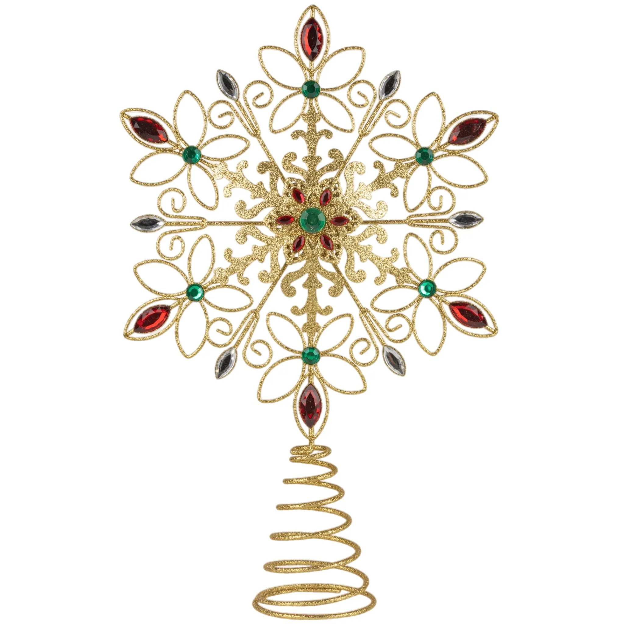 14" Non Lit Gold Jewel Star Tree Topper