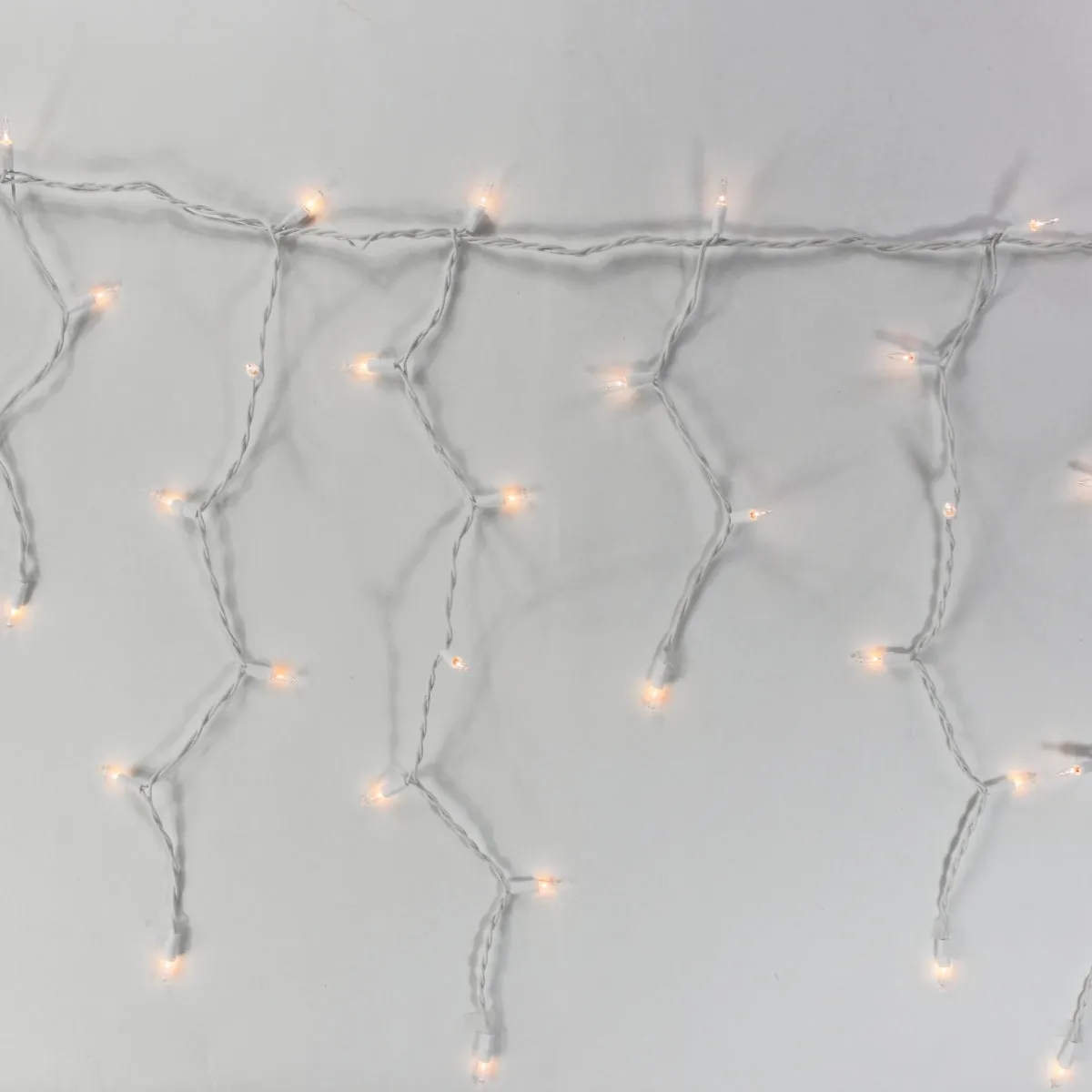 150-bulb Clear Glass Icicle Lights, White Wire