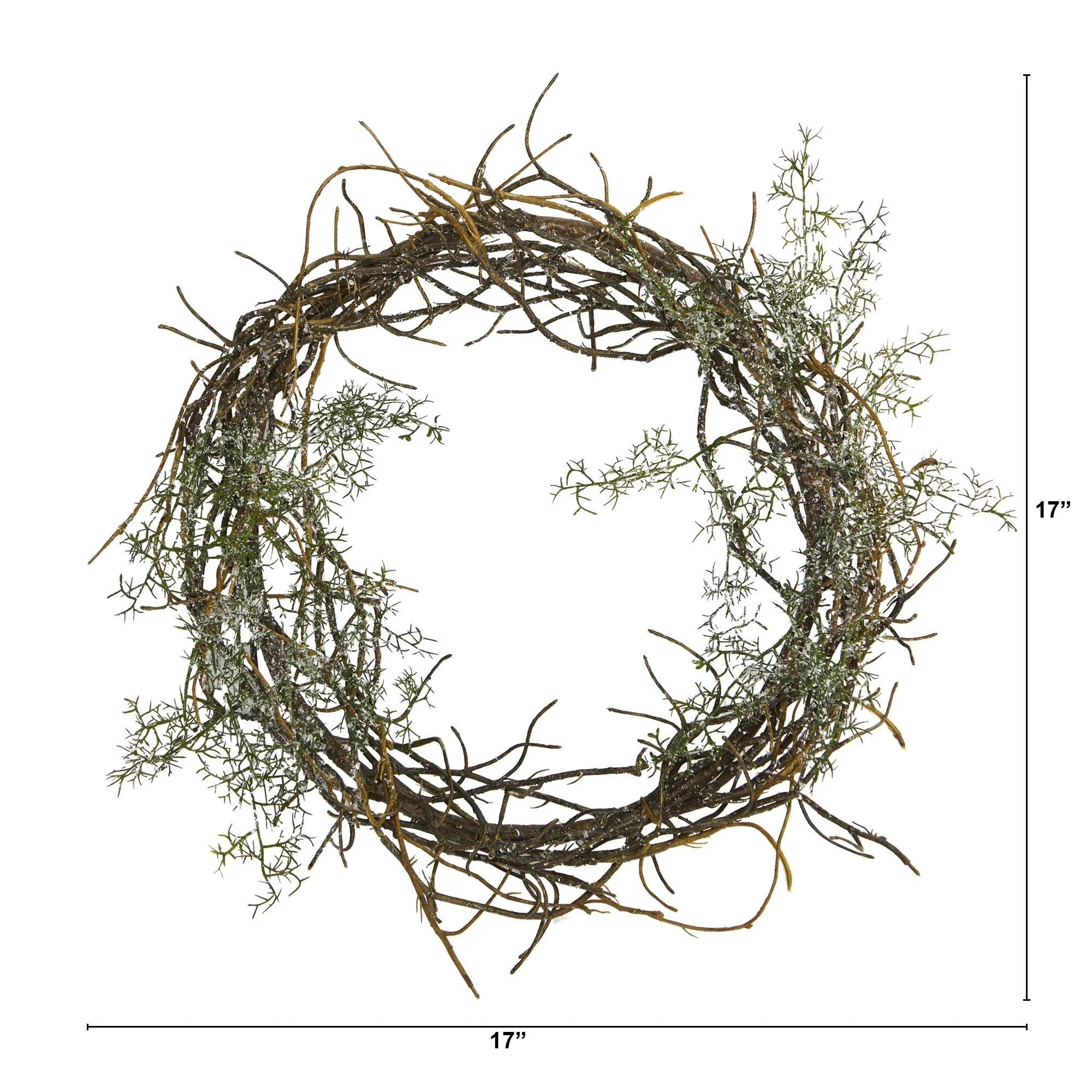 17” Frosted Twig Wreath