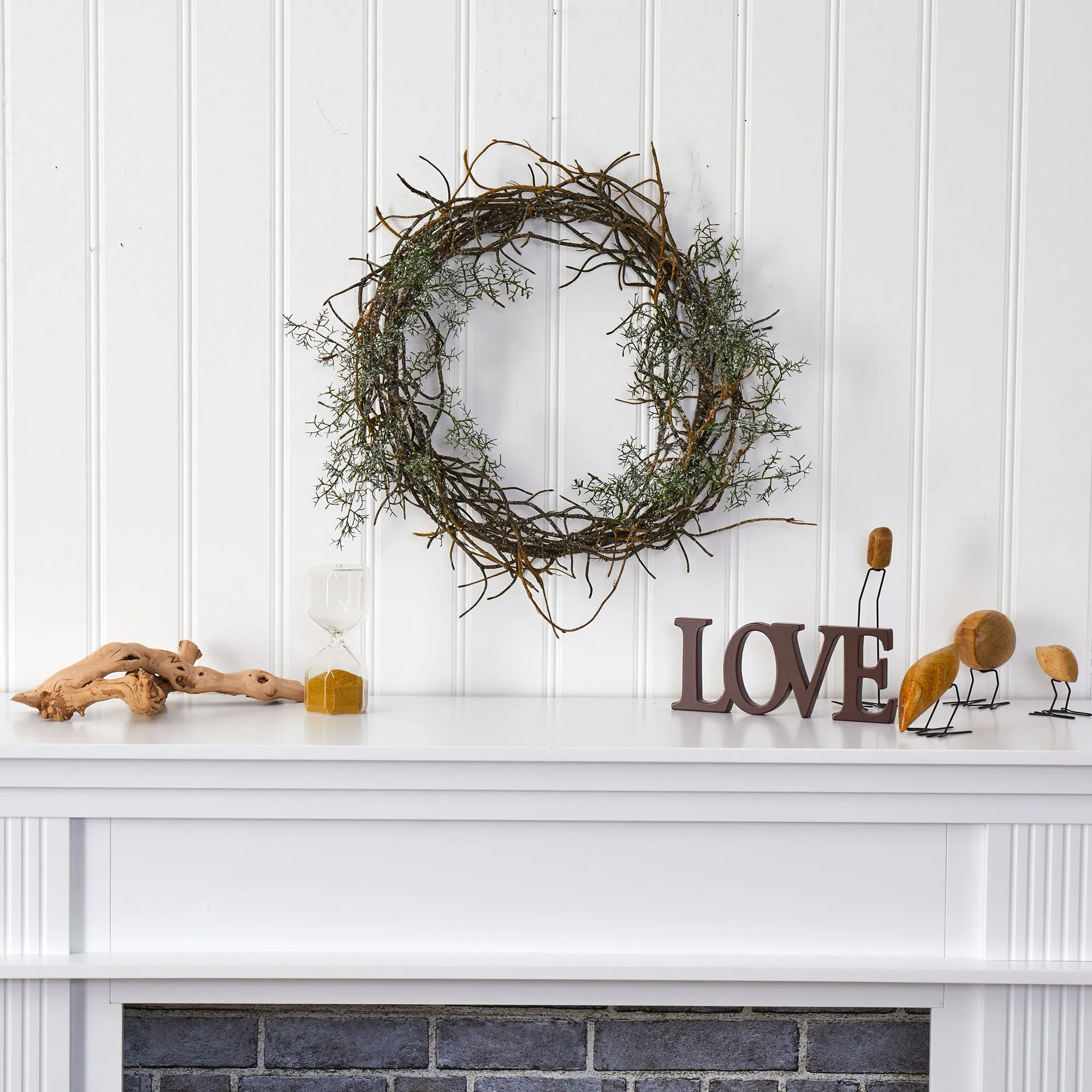 17" Frosted Twig Wreath