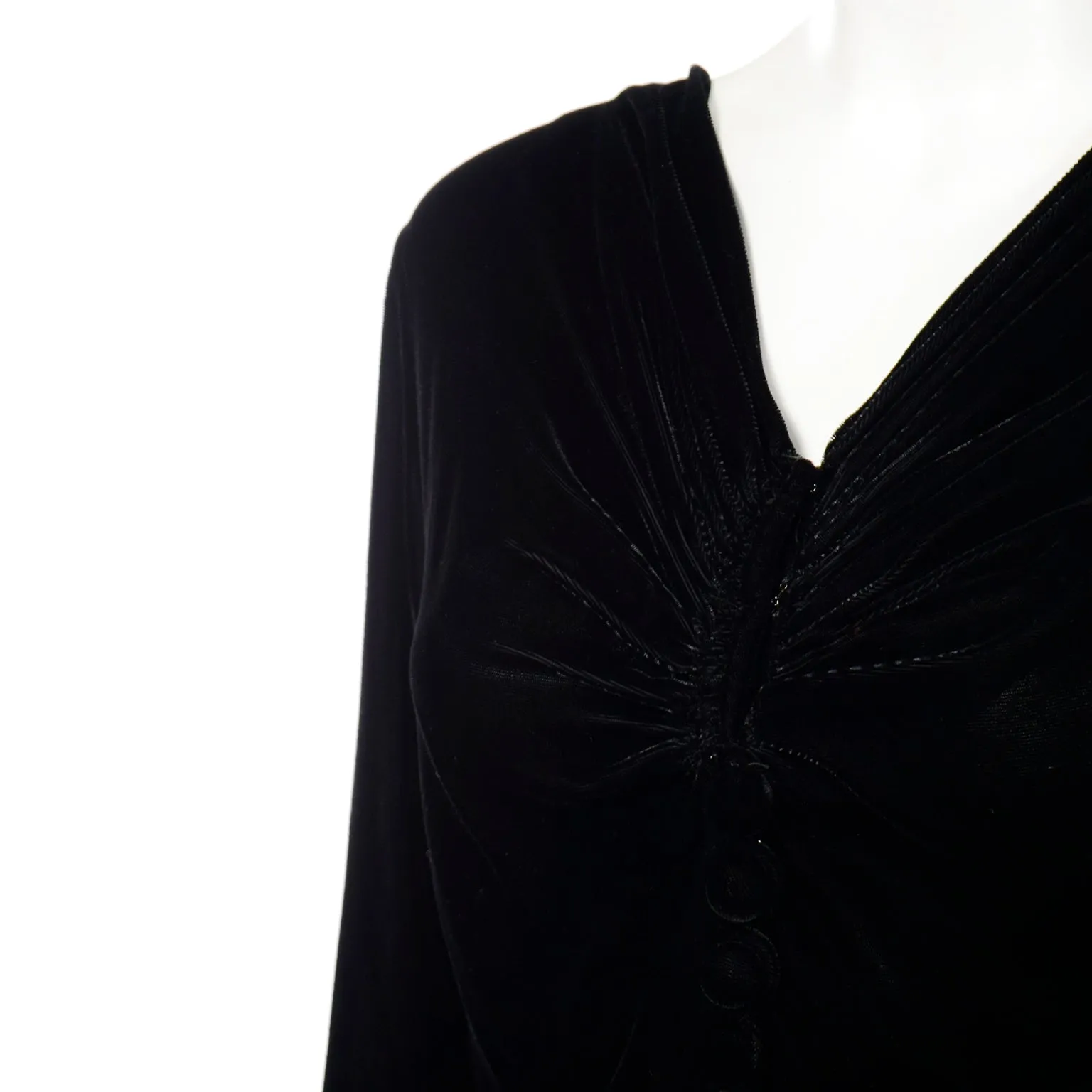 1940s Kamore Black Silk Velvet Evening Dress or Hostess Gown