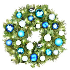 2' Mixed Blend Wreath with Warm White LED Lights and Arctic Themed Ornaments