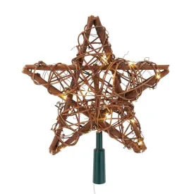 20-Light Fairy Light Natural Rattan Star Tree Topper