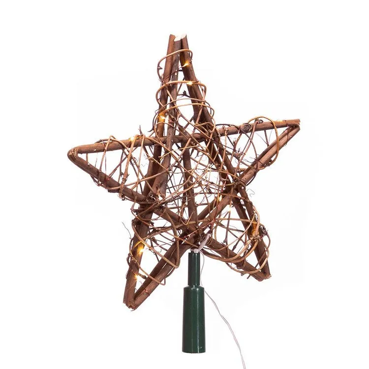 20-Light Fairy Light Natural Rattan Star Tree Topper