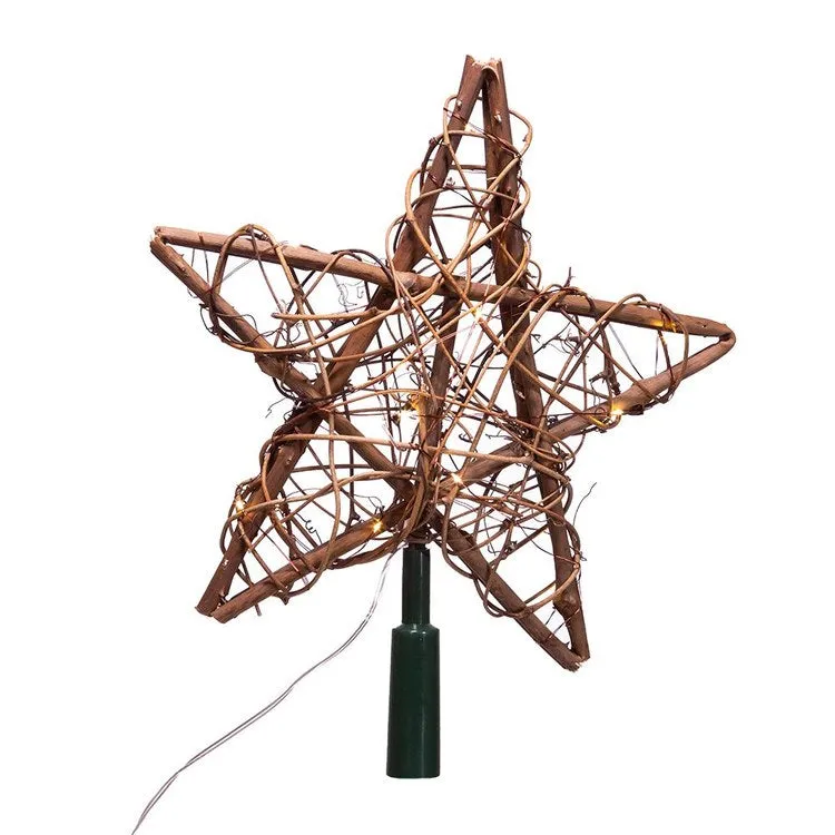 20-Light Fairy Light Natural Rattan Star Tree Topper