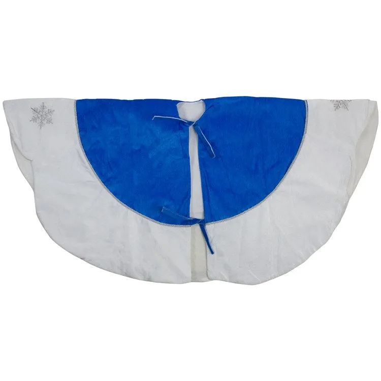 21.5" Blue and White Ford Scalloped Mini Christmas Tree Skirt