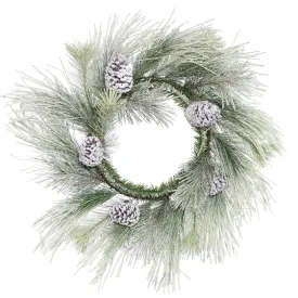 22in. Frosted Norway Pine Wreath w/Cones 22 Hard Needle Tips