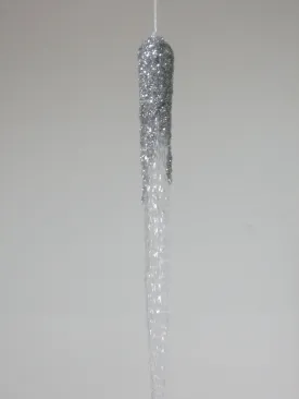 24" Icicle with Silver Glitter