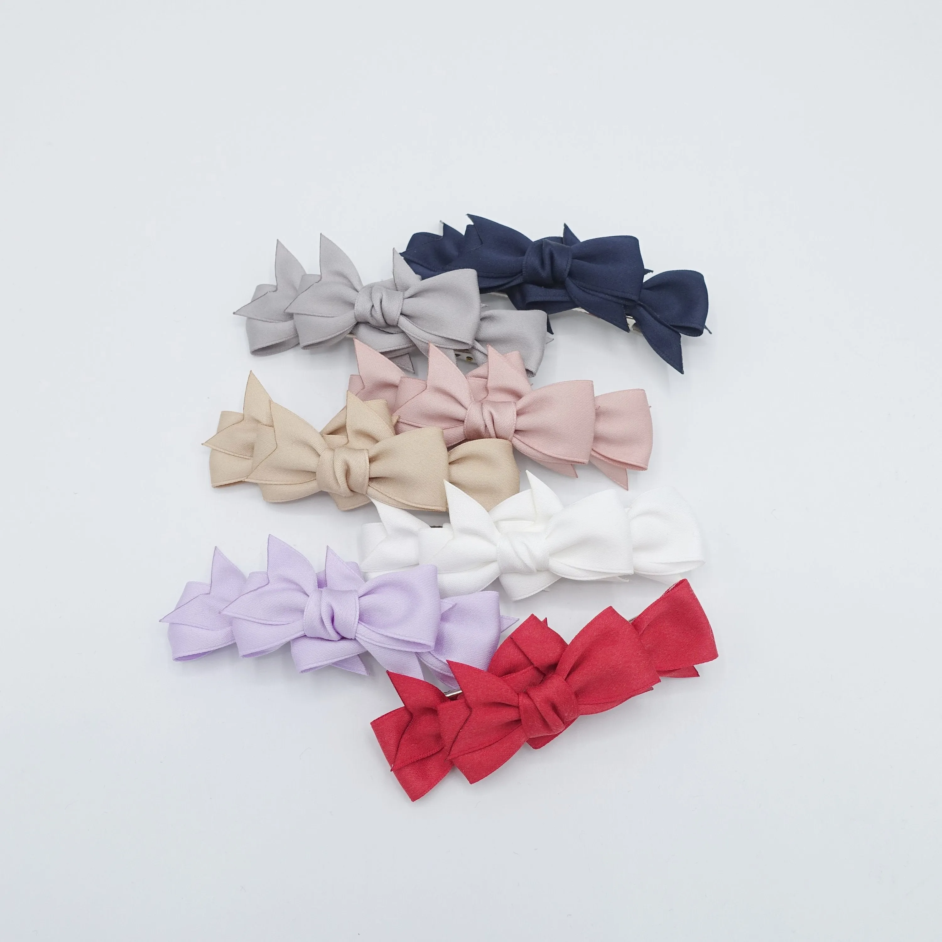 3 mini satin bow decorated 2 prong hair clip women hair accessory