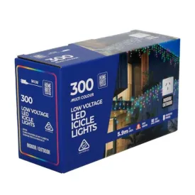 300 Pack Multi Colour Low Voltage Led Icicle Lights - 590cm