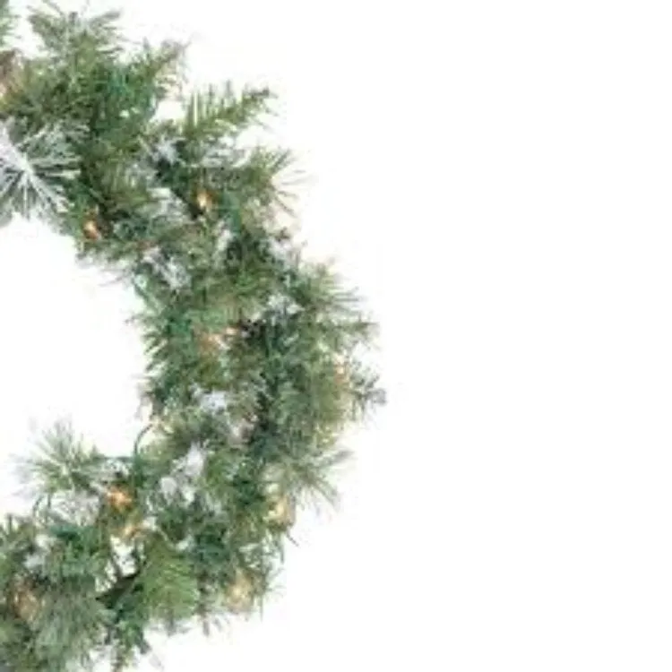 30" Pre-Lit Snow Mountain Pine Artificial Christmas Wreath with Clear Lights