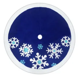 48" Blue Velvet Snowflake Christmas Tree Skirt