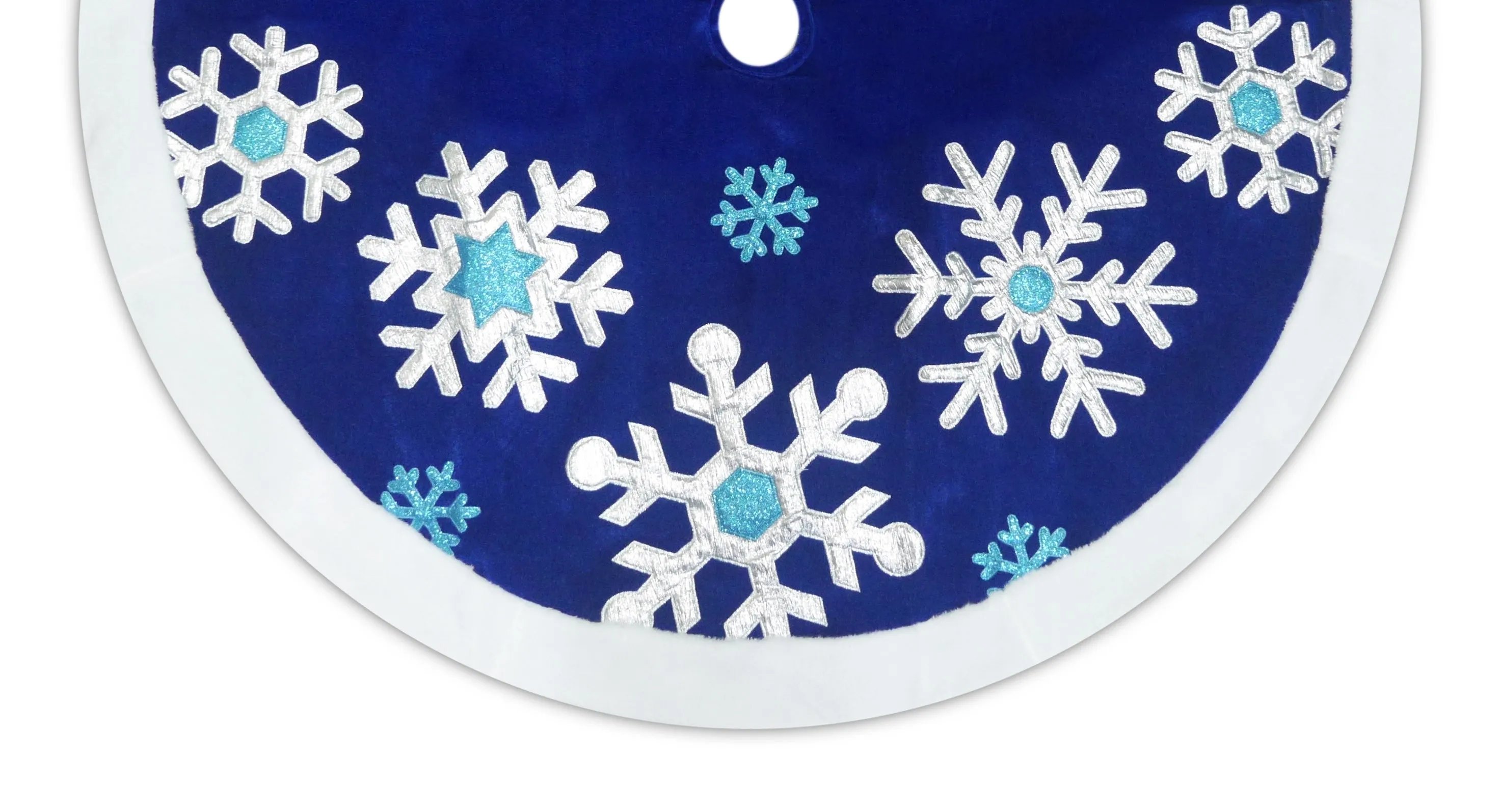 48" Blue Velvet Snowflake Christmas Tree Skirt