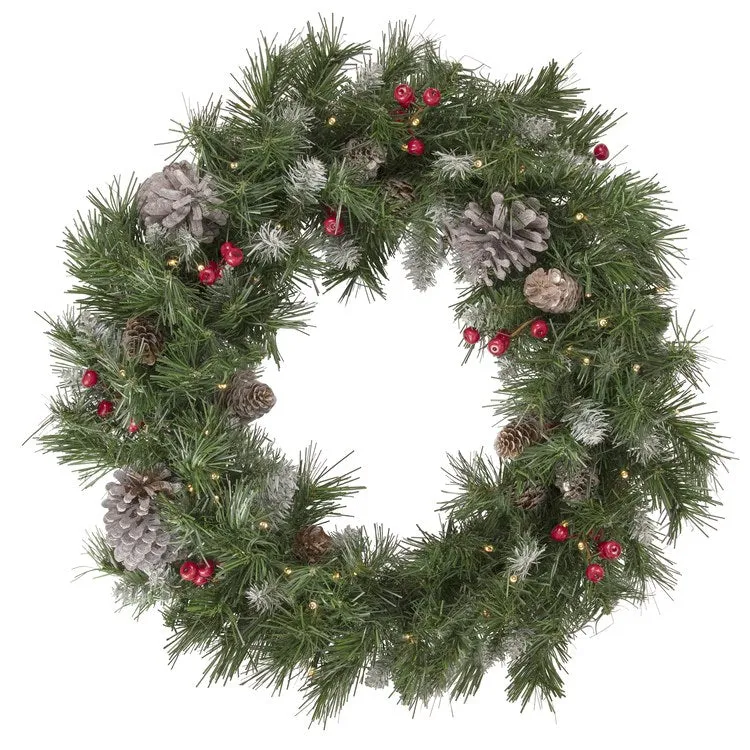 5-Piece Pre-Lit Frosted Verona Berry Pine Artificial Christmas Entryway Set