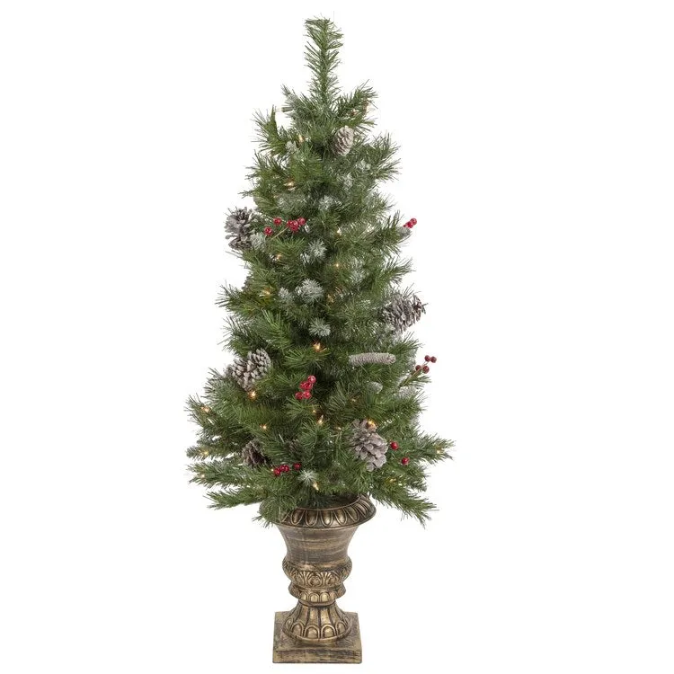 5-Piece Pre-Lit Frosted Verona Berry Pine Artificial Christmas Entryway Set