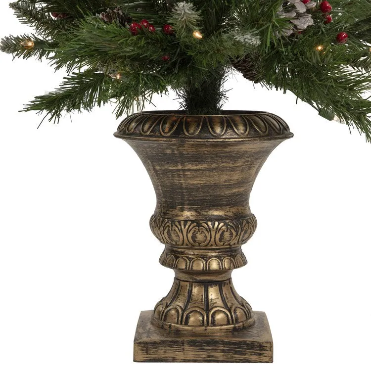 5-Piece Pre-Lit Frosted Verona Berry Pine Artificial Christmas Entryway Set