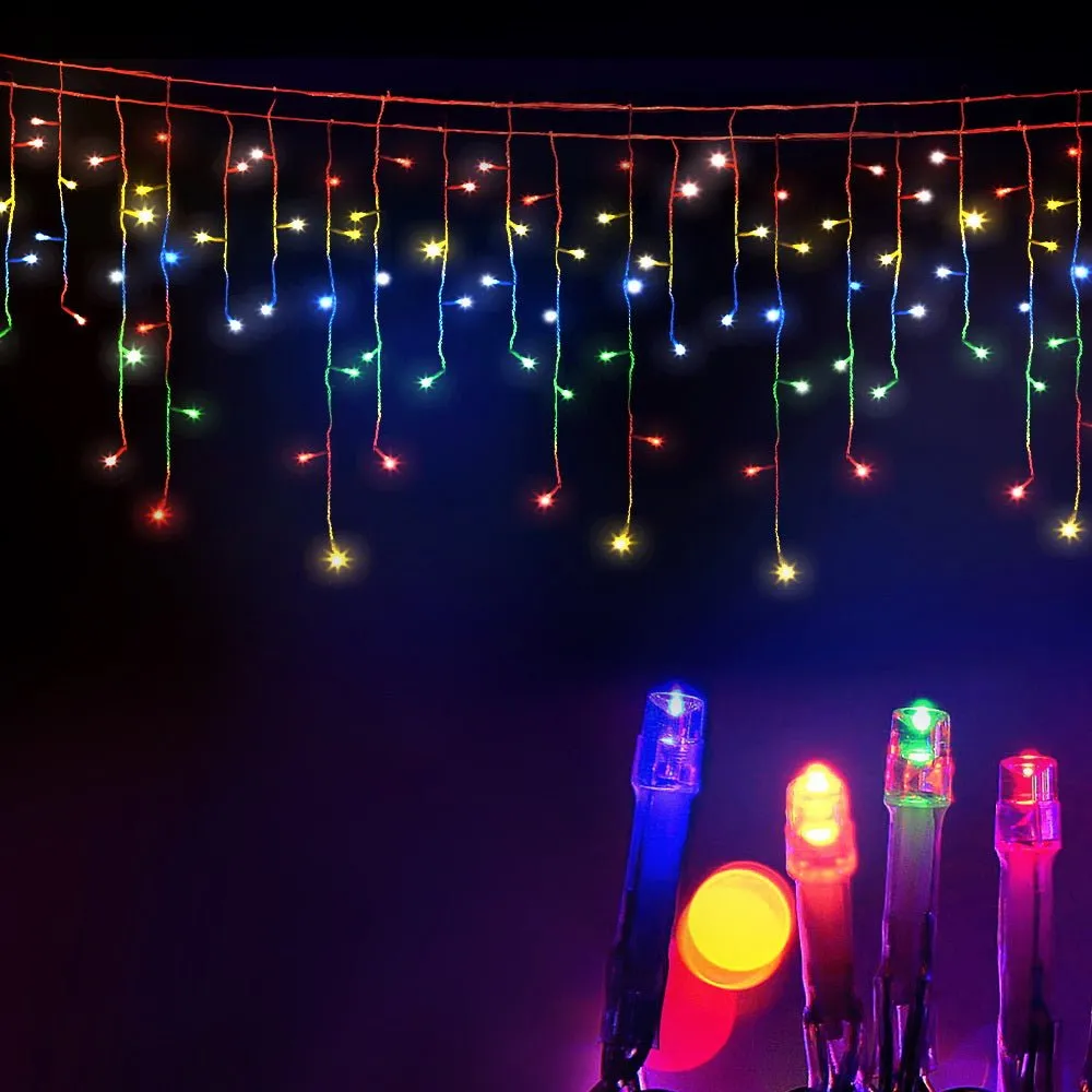 500 LED Solar Powered Christmas Icicle Lights 20M Outdoor Fairy String Party Multicolour