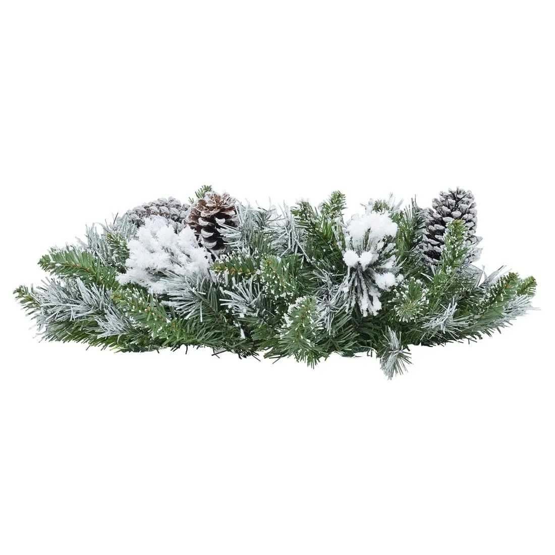 50cm Artificial Snow Flocked Xmas Wreath With Pine Cones