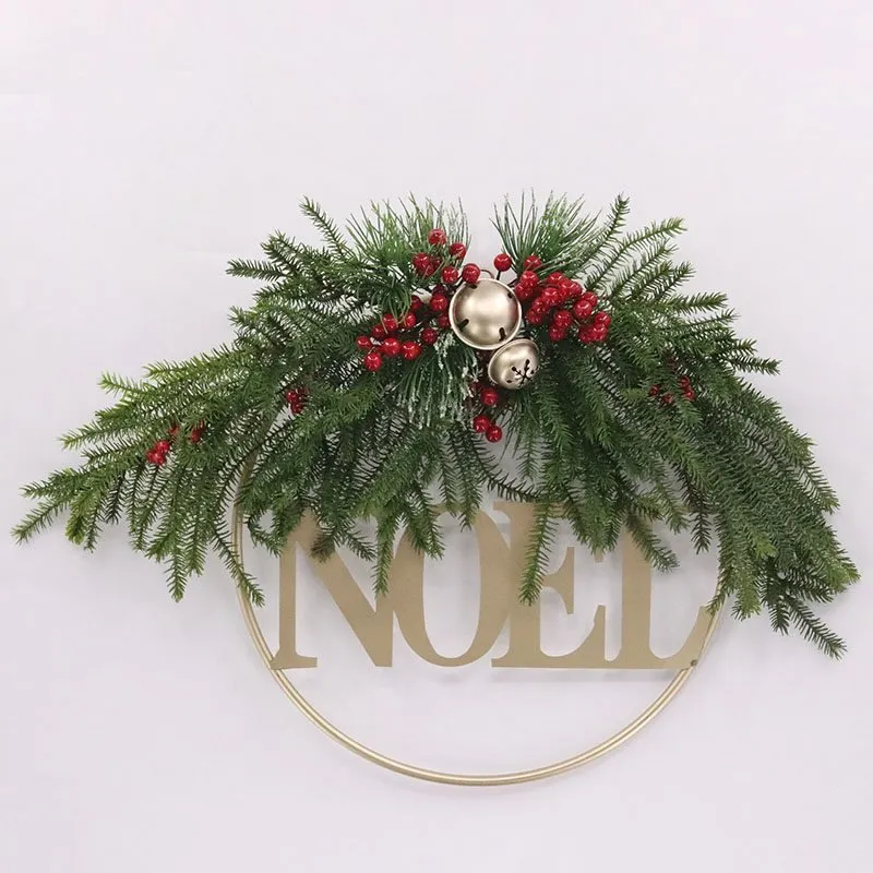 66cm Deluxe Christmas Metal Noel Wreath with Berries and Pine