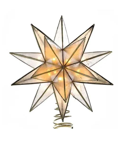 8.25" Lit Gold Capiz Star Tree Topper