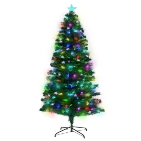 8ft 2.4m 320 Tips Enchanted Pre Lit Fibre Optic Christmas Tree Stars Xmas Decor