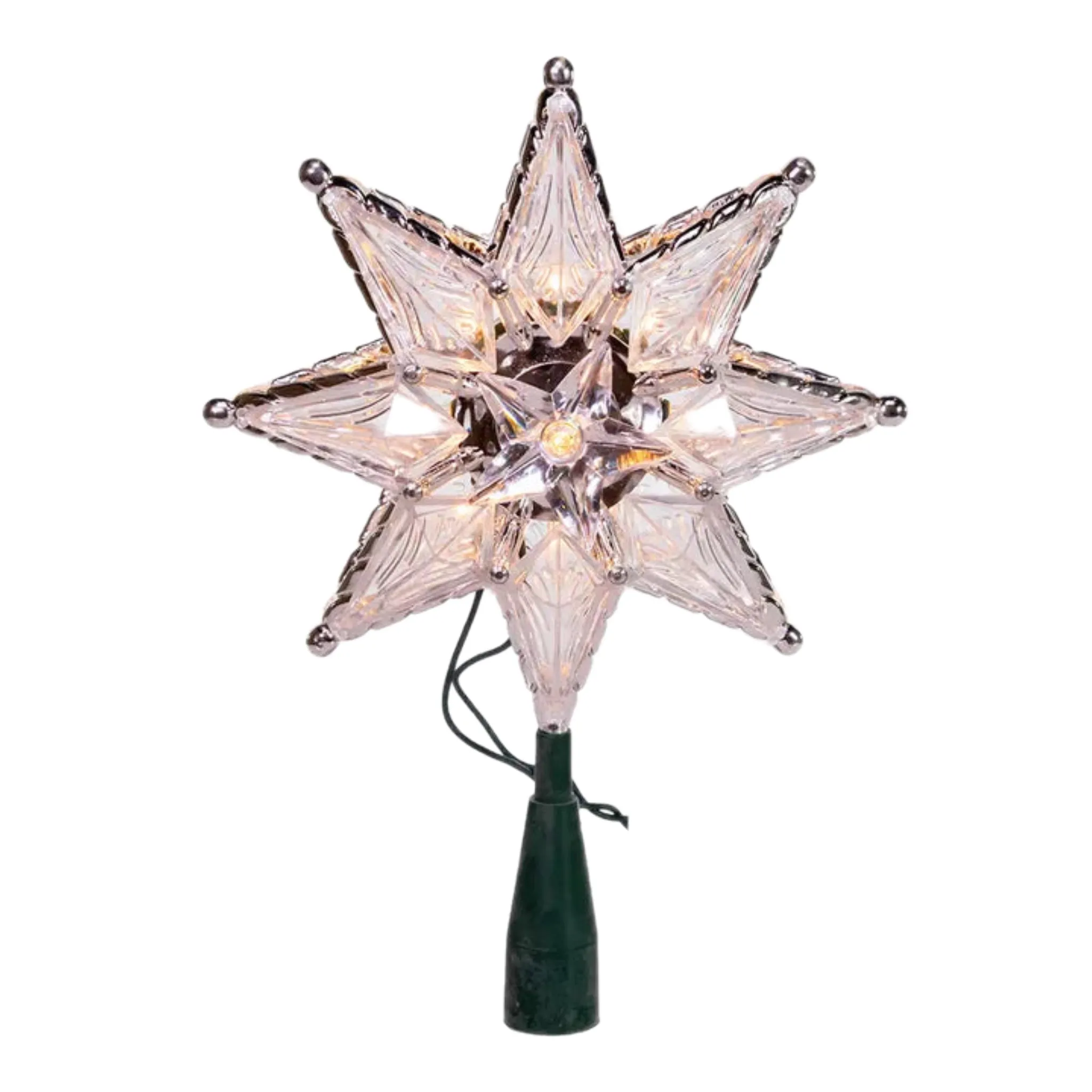 8" Lit Clear Star Tree Topper