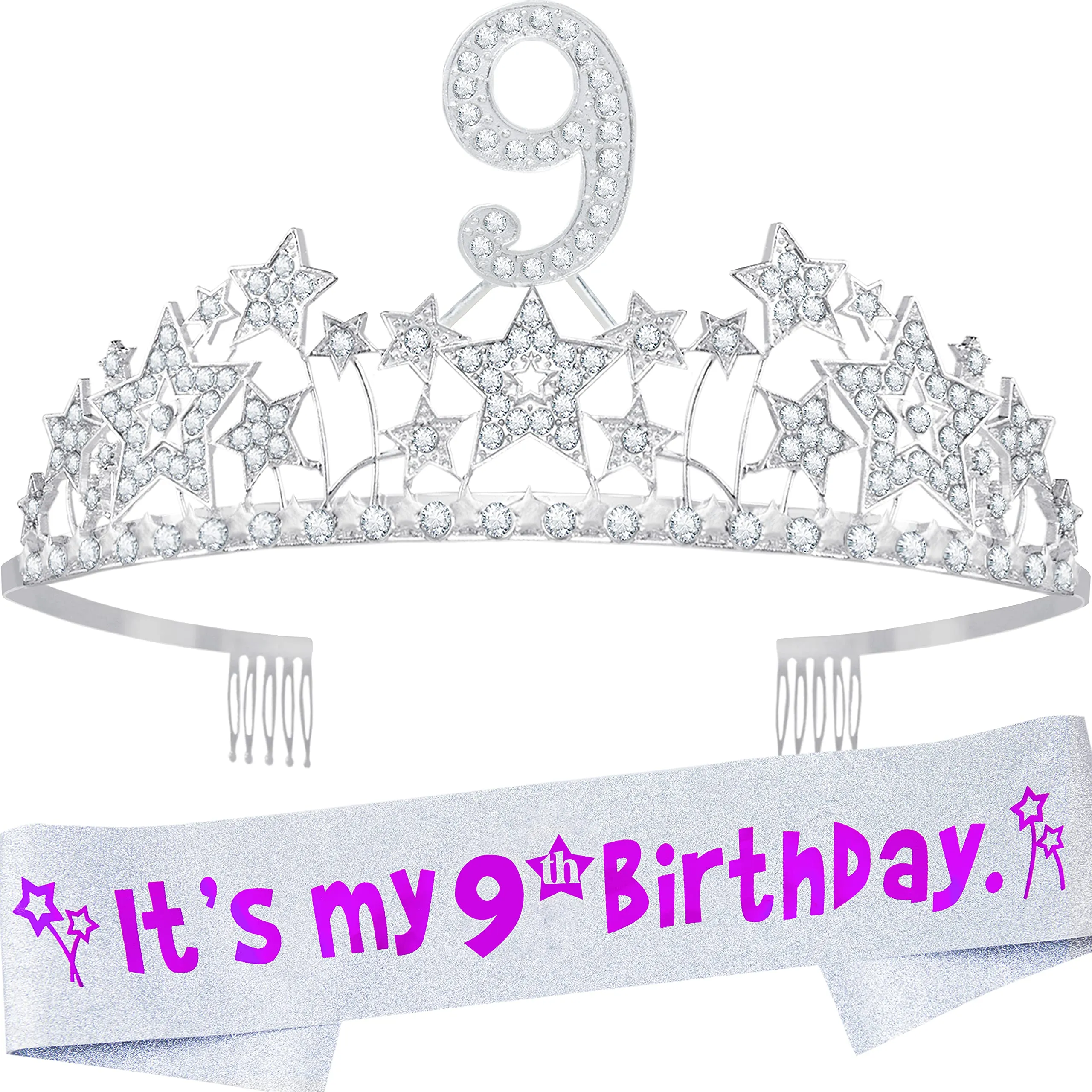 9th Birthday Gifts for Girls, 9th Birthday Tiara and Sash, 9th Birthday Decorations