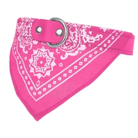 Adjustable Bandana Leather Pet Collar Triangle Scarf - Pink