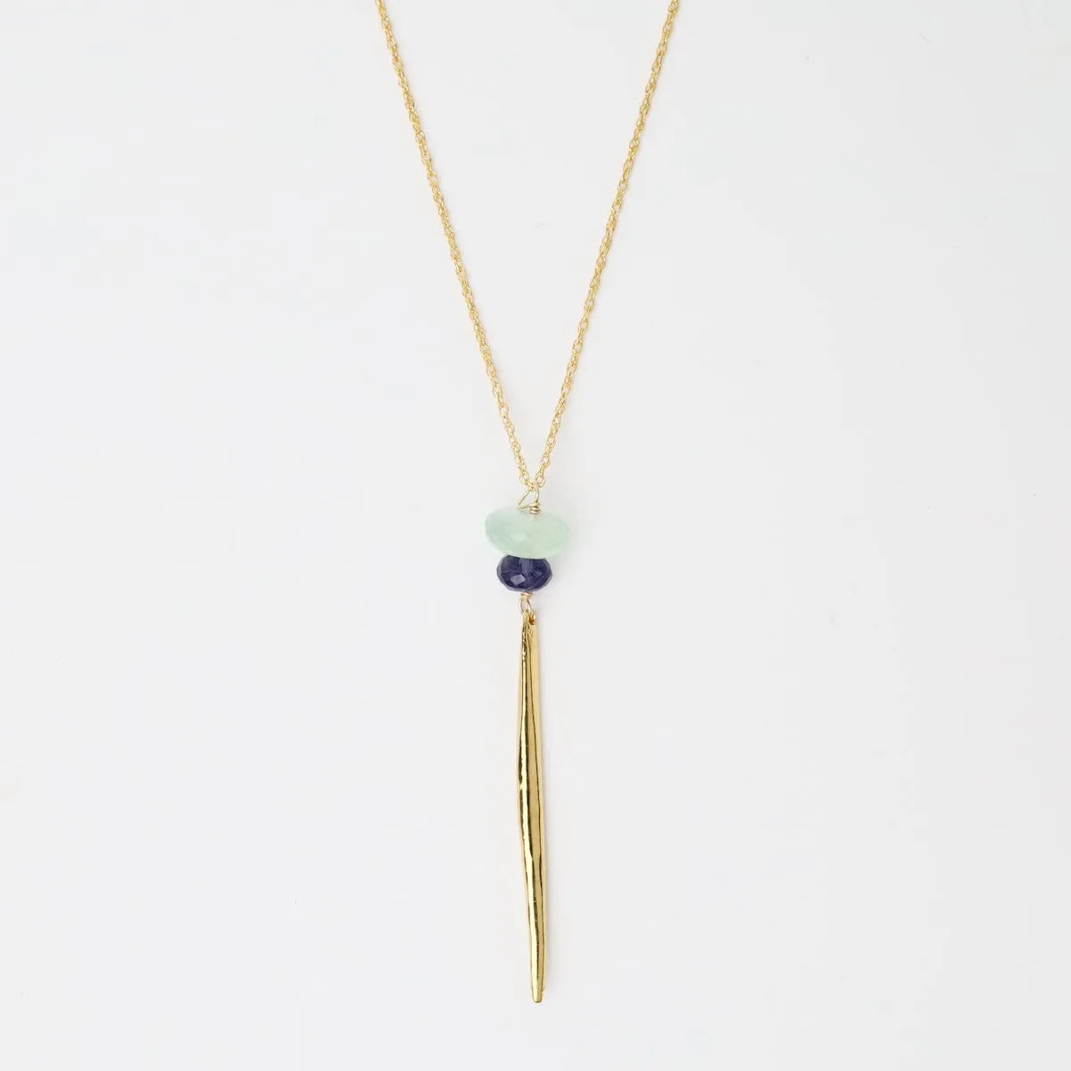 Aqua Blue Chalcedony Icicle Pendant Necklace