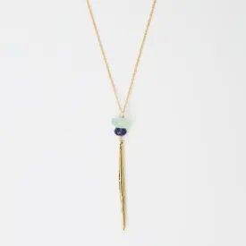 Aqua Blue Chalcedony Icicle Pendant Necklace