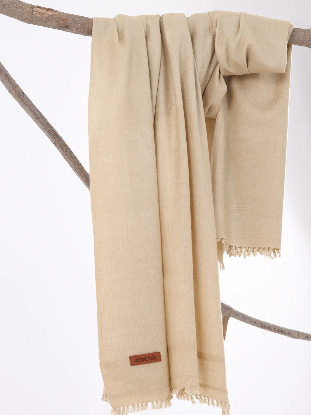 Beige Blended Shawl For Men - AL-SH-015