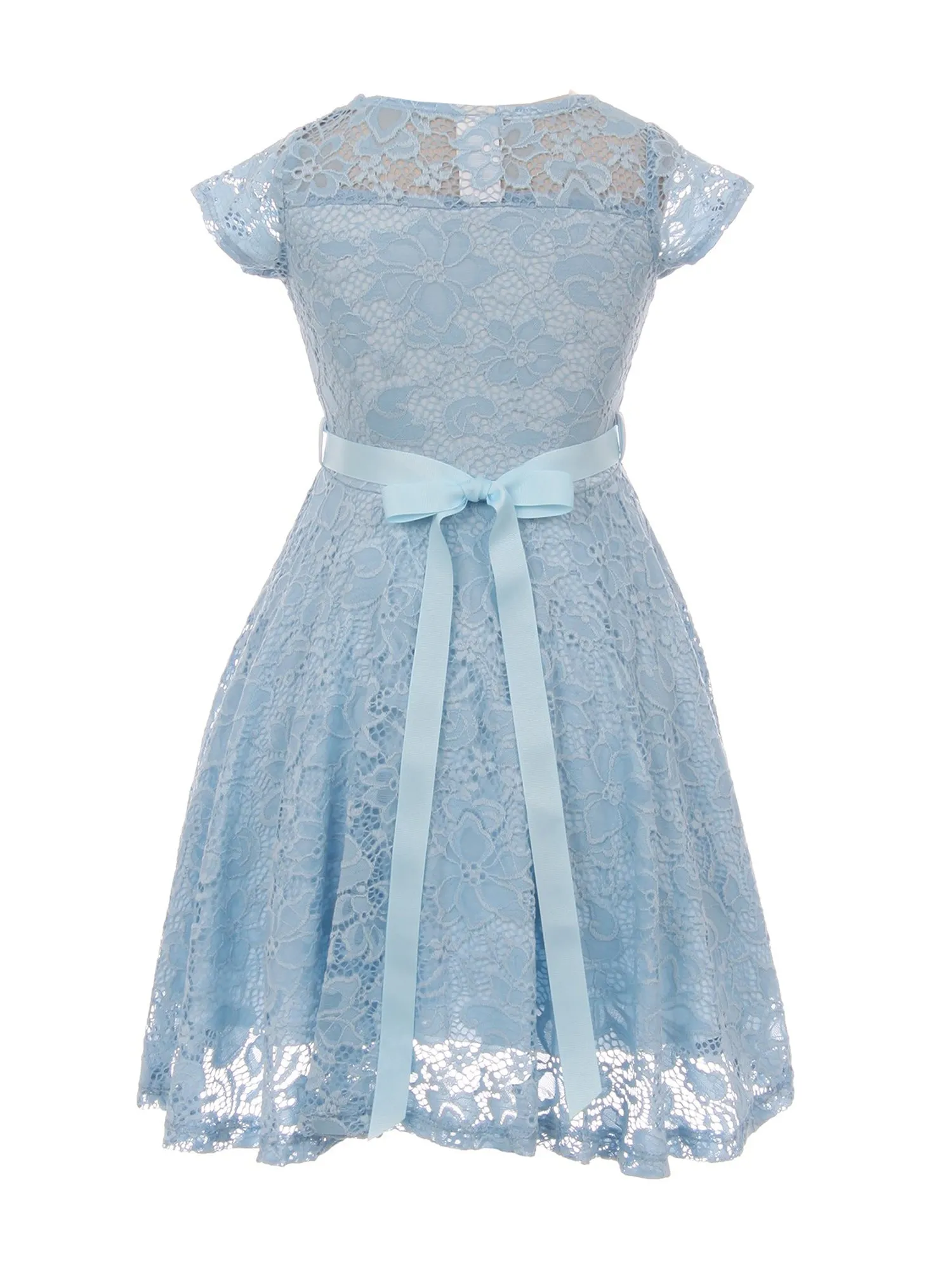 Big Girls Lace Glitter Stone Belt Special Occasion Skater Dress 8-14