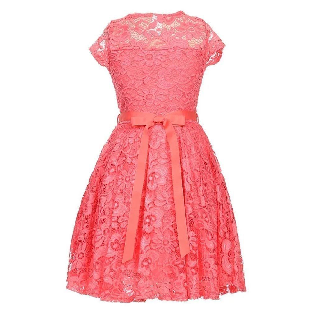 Big Girls Lace Glitter Stone Belt Special Occasion Skater Dress 8-14