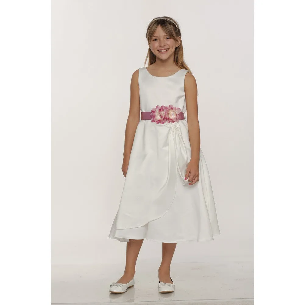 Big Girls White Black Bridal Dull Satin Sequin Flowers Occasion Dress 8-14