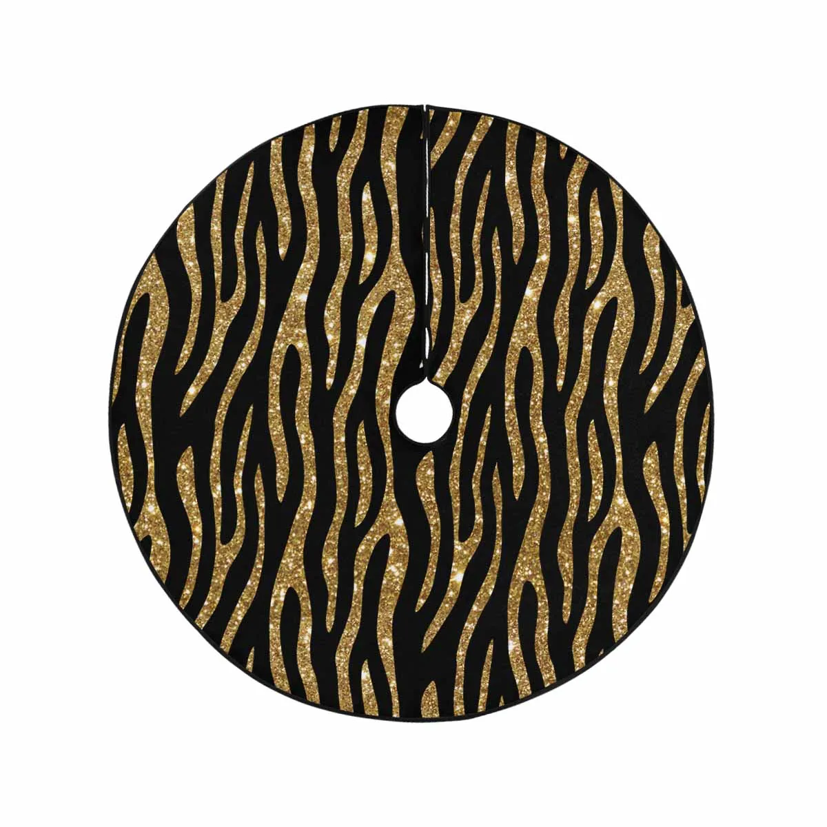 Black and Gold Glitter Leopard Print  Christmas Tree Skirt