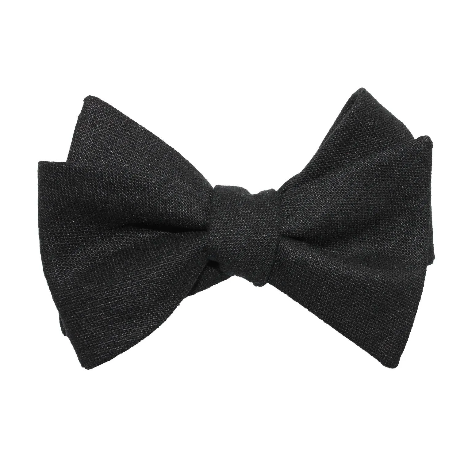 Black Linen Self Tie Bow Tie