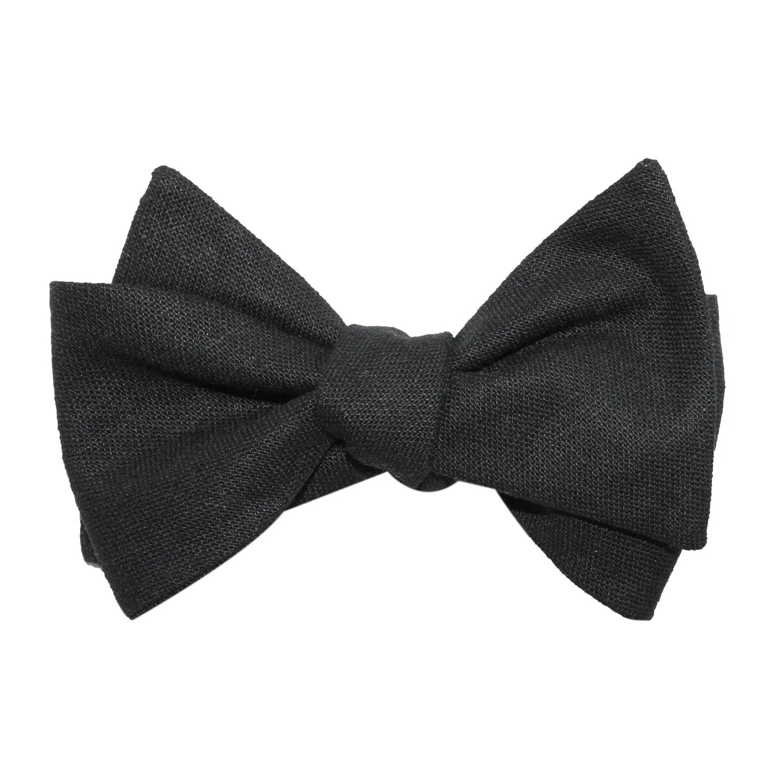 Black Linen Self Tie Bow Tie