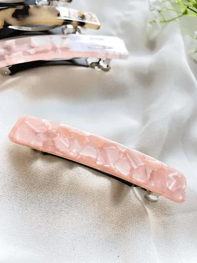 Blonde tortoiseshell pink marble effect colourful french barrette | Modern retro Acetate clips | korean hair accessories