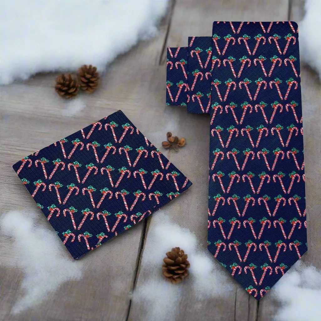 Blue Silk with Candy Cane Necktie