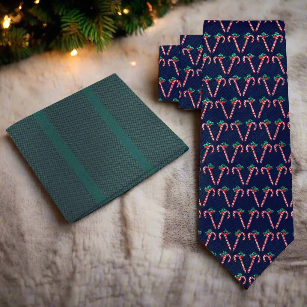 Blue Silk with Candy Cane Necktie