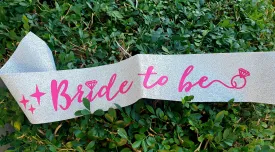 BRIDE TO BE SILVER GLITTER SASH